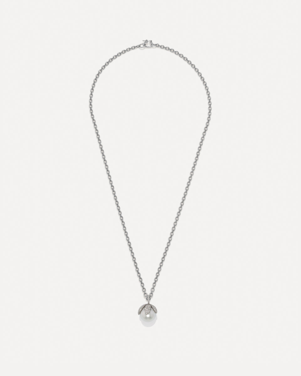 One of a Kind Pavé Pearl Blossom Necklace - Irene Neuwirth