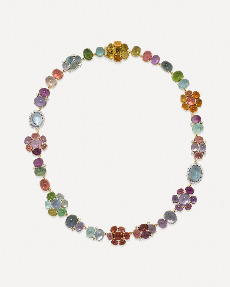 One of a Kind Diamond Gemmy Gem Floret Link Necklace