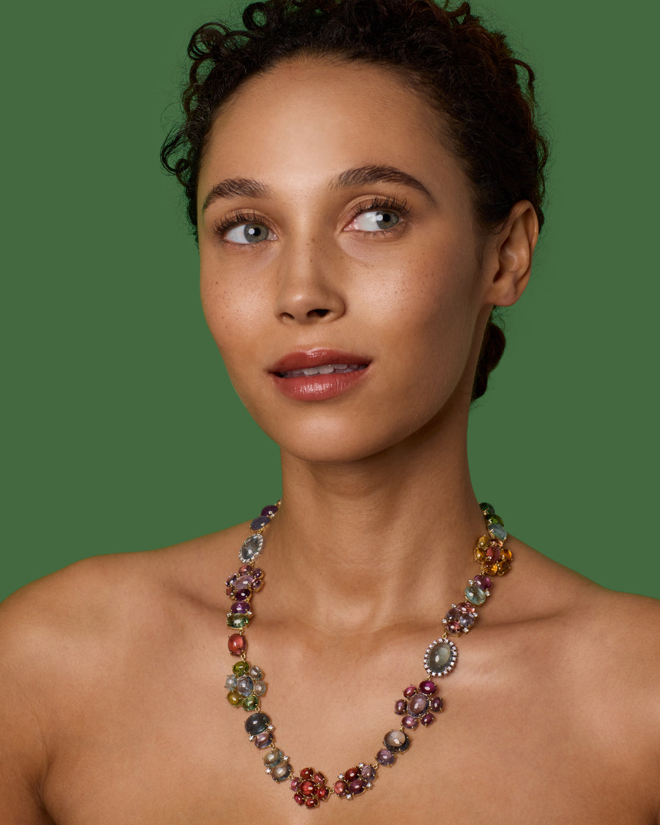 One of a Kind Diamond Gemmy Gem Floret Link Necklace