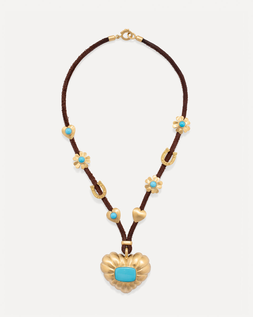 Golden Blossom Leather Conch Necklace - Irene Neuwirth