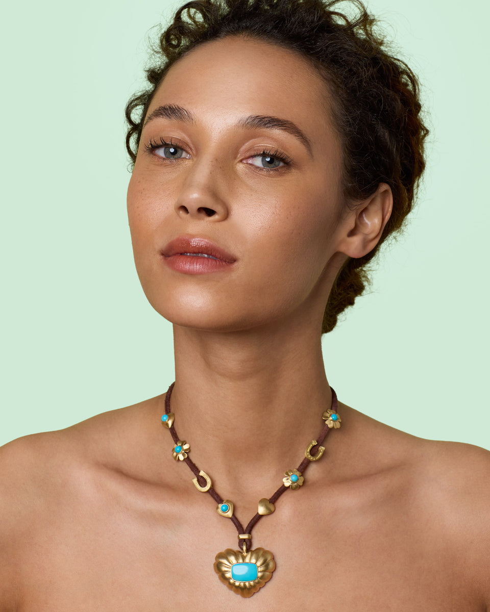 Golden Blossom Leather Conch Necklace - Irene Neuwirth