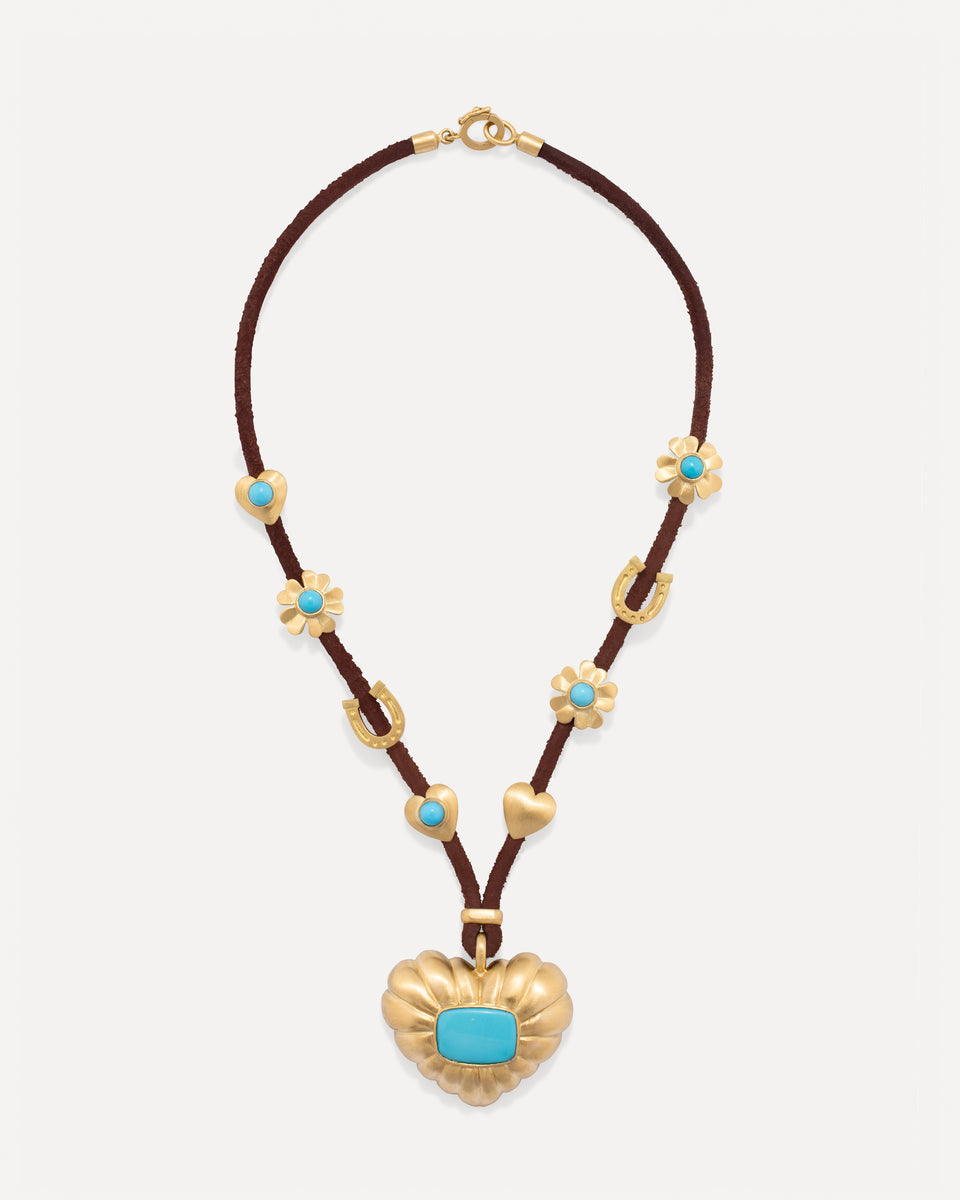Golden Blossom Leather Necklace - Irene Neuwirth