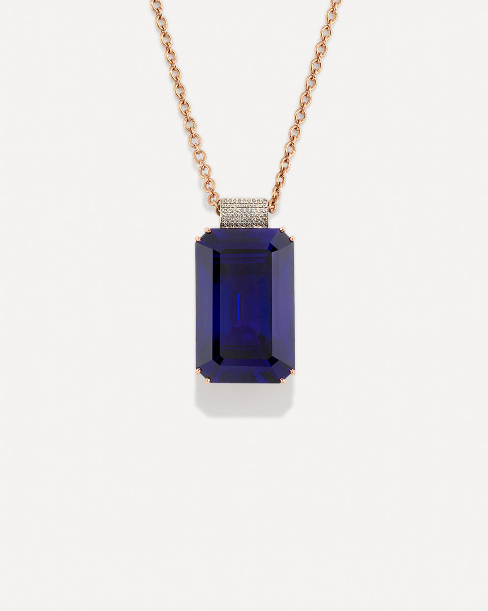 One of a Kind Gem Drop Heavy Pavé Bale Pendant Necklace - Irene Neuwirth
