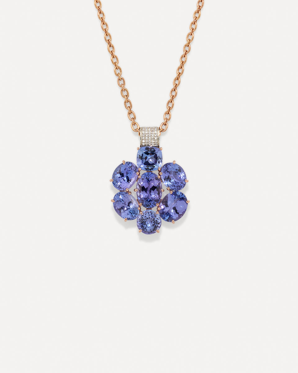 One of a Kind Gemmy Gem Heavy Pavé Bale Floret Pendant Necklace - Irene Neuwirth