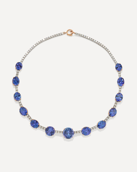 One of a Kind Gemmy Gem Tennis Necklace Tanzanite 18k Gold – Irene
