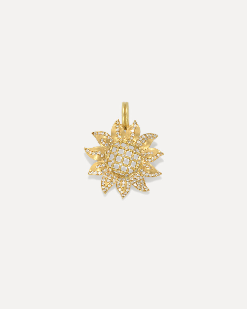 Pavé Golden Blossom Sunflower Detachable Bale Charm - Irene Neuwirth