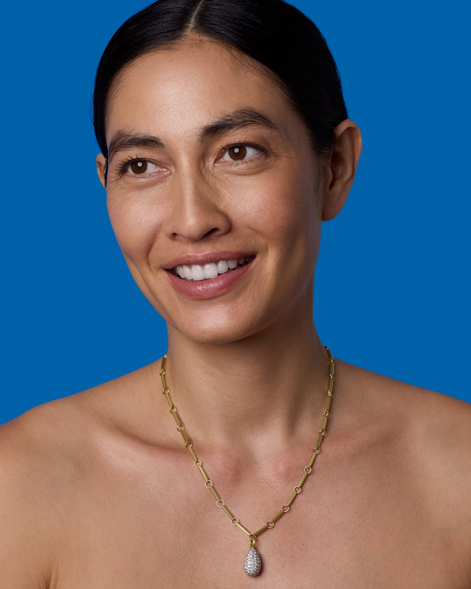 Large Puffed Gold Full Pavé Drop Detachable Bale Charm - Irene Neuwirth