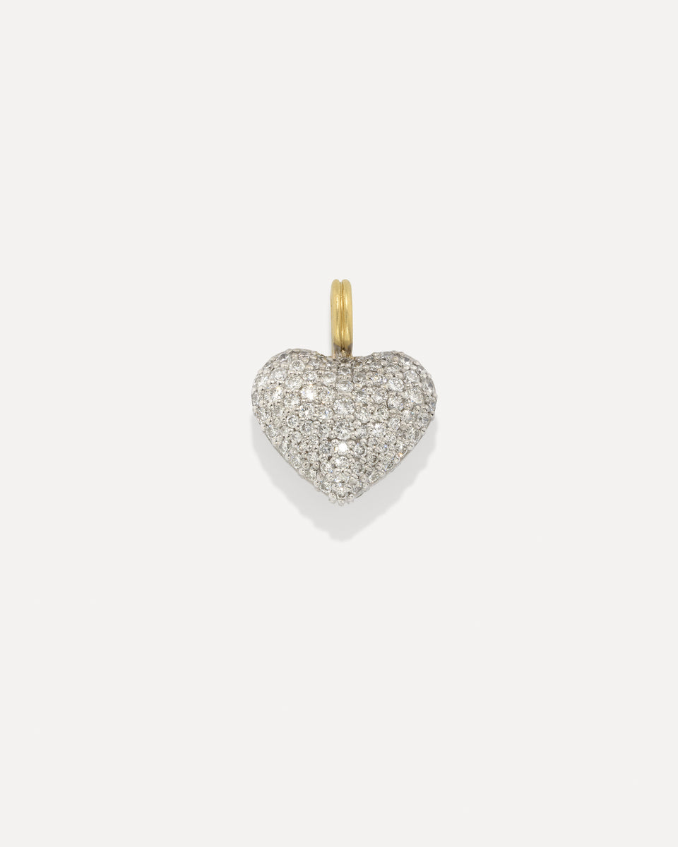 Large Puffed Gold Full Pavé Love Detachable Bale Charm - Irene Neuwirth