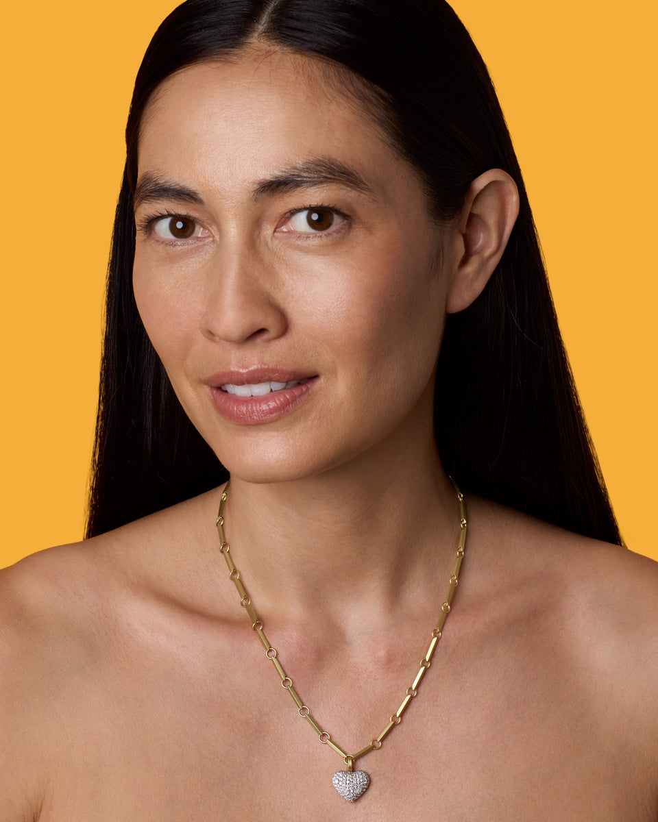 Large Puffed Gold Full Pavé Love Detachable Bale Charm - Irene Neuwirth