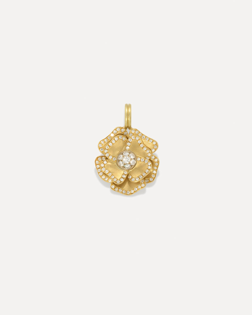 Pavé Golden Blossom Camellia Detachable Bale Charm - Irene Neuwirth