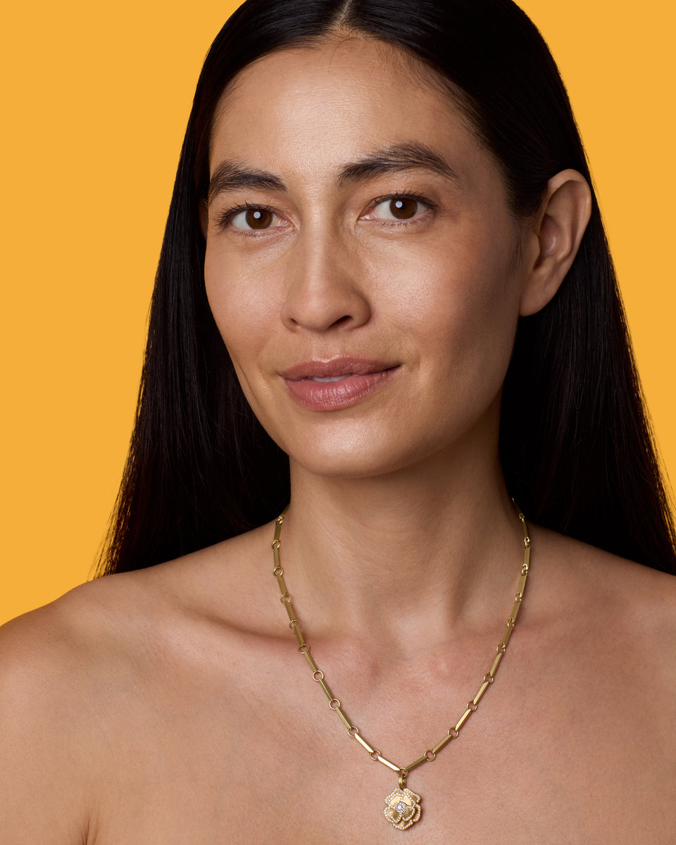 Pavé Golden Blossom Camellia Lucky Charm - Irene Neuwirth