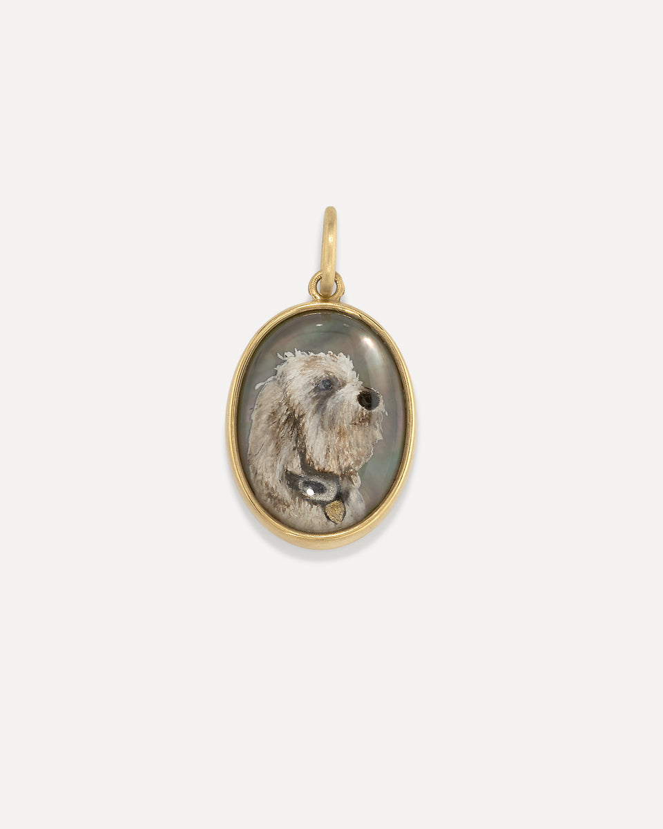 One of a Kind Custom Pet Portrait Oval Charm - Irene Neuwirth