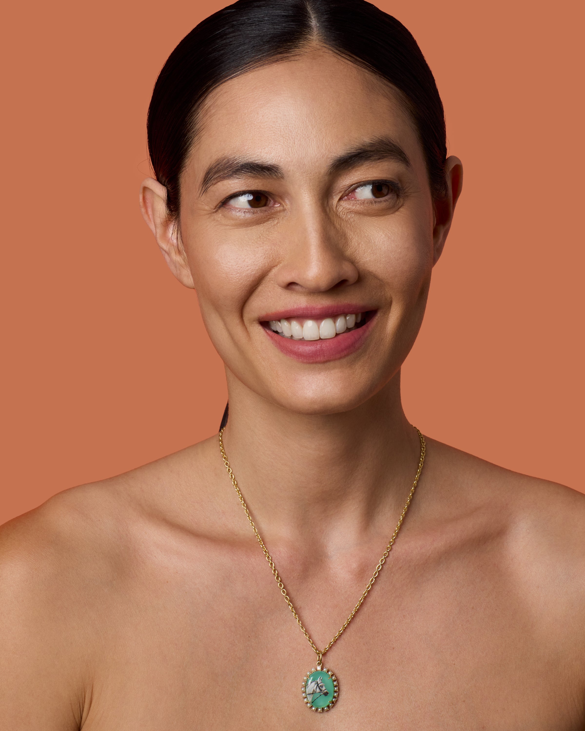 One of a Kind Custom Pet Portrait Oval Charm Akoya Pearl and