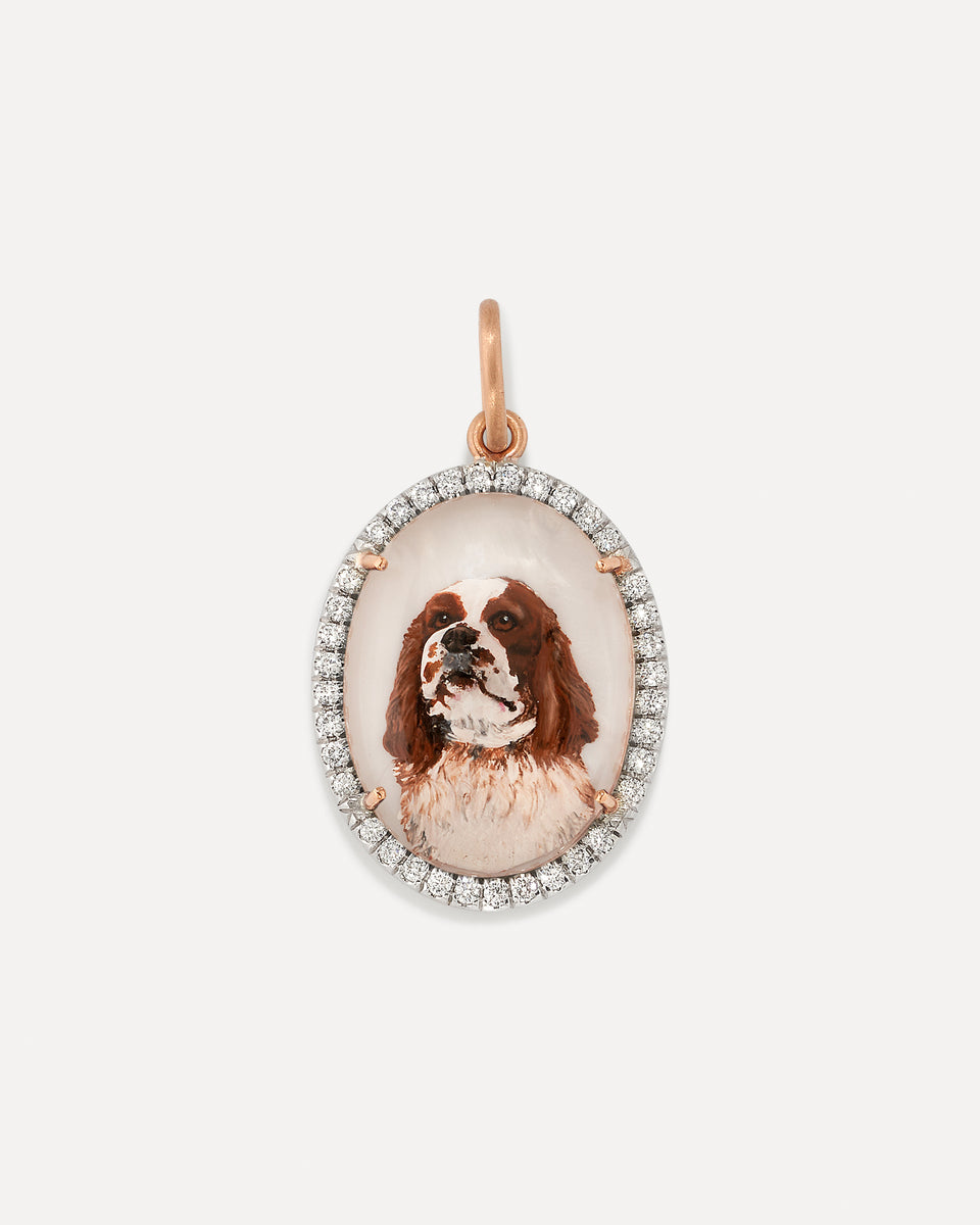 One of a Kind Custom Pet Portrait Oval Charm - Irene Neuwirth