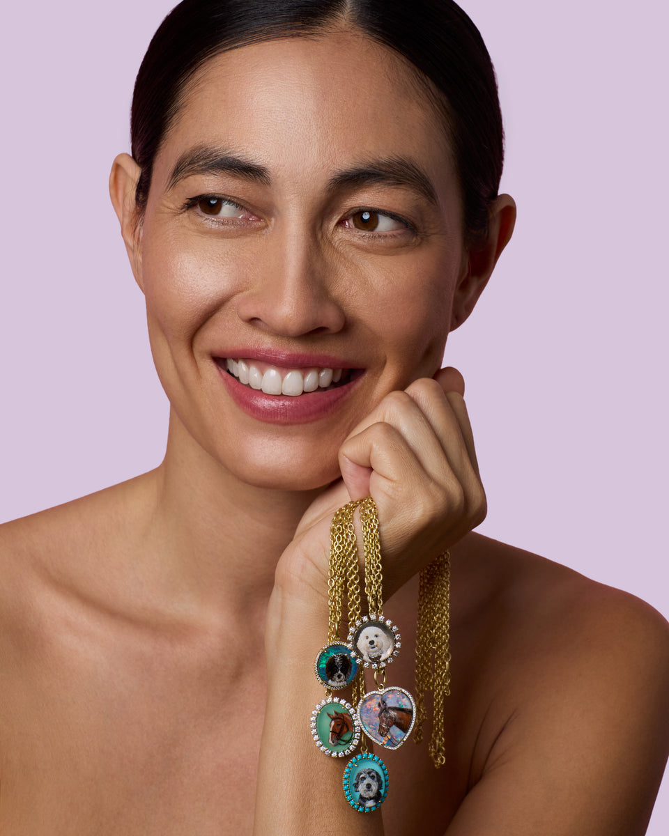 One of a Kind Custom Pet Portrait Oval Charm - Irene Neuwirth