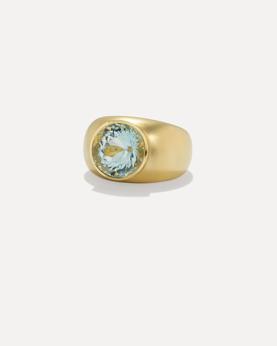 Large Round Stone Gemmy Puffed Gold Ring - Irene Neuwirth