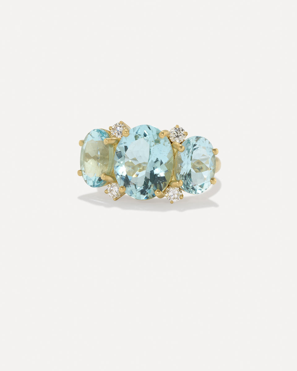 One of a Kind Gemmy Gem Diamond Three Stone Ring - Irene Neuwirth