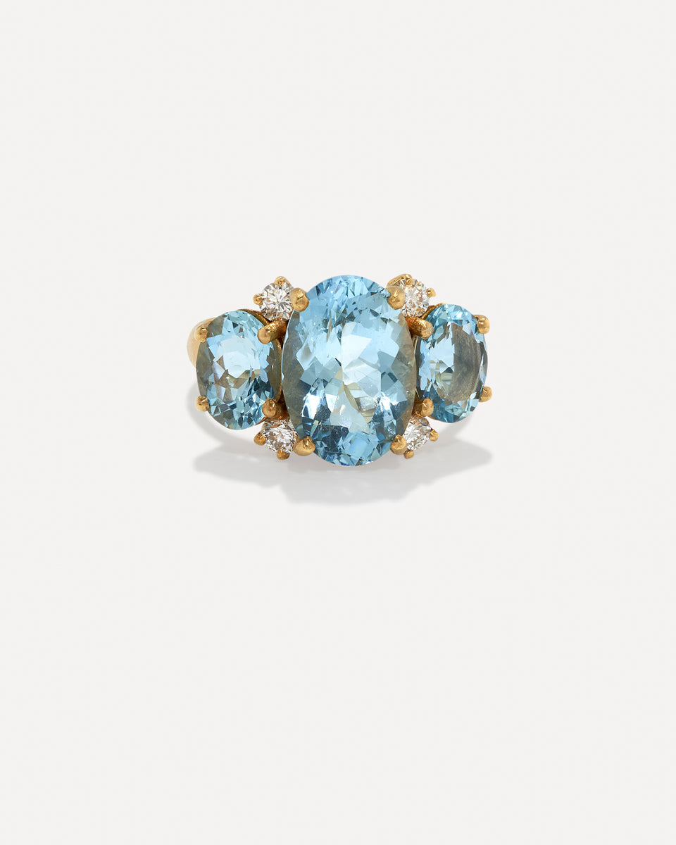 One of a Kind Gemmy Gem Diamond Three Stone Ring - Irene Neuwirth