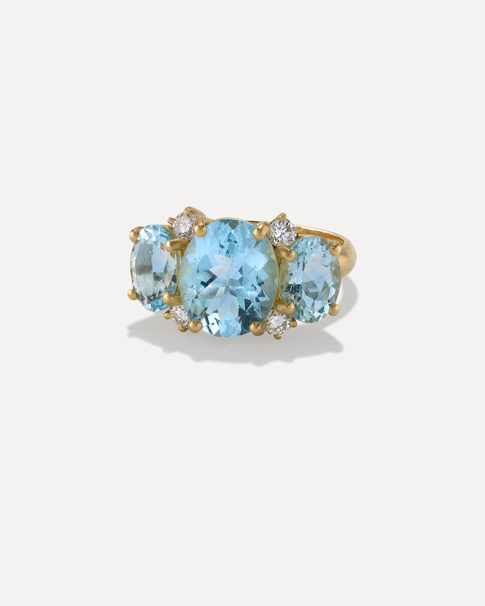 One of a Kind Gemmy Gem Diamond Three Stone Ring