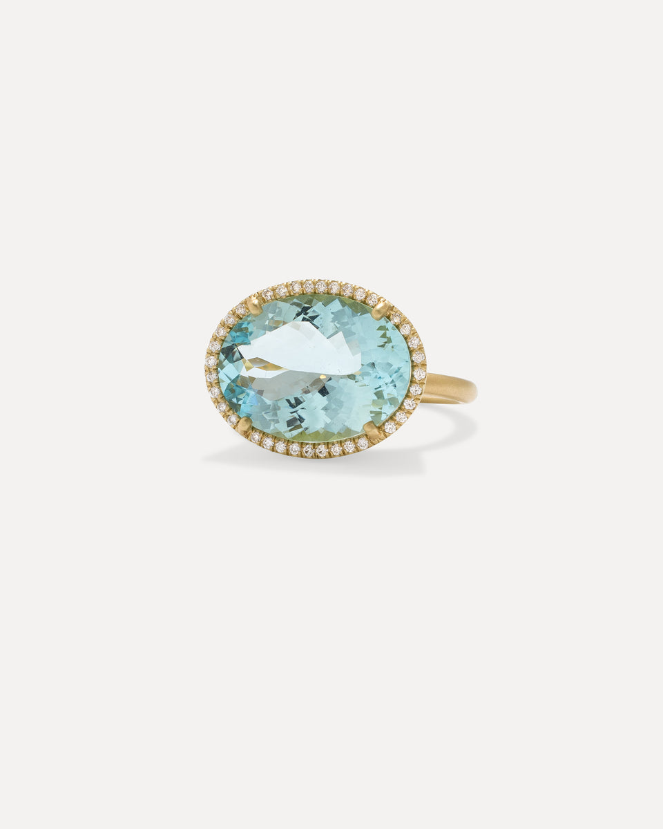 One of a Kind Pavé Halo Gem Drop Oval Ring - Irene Neuwirth