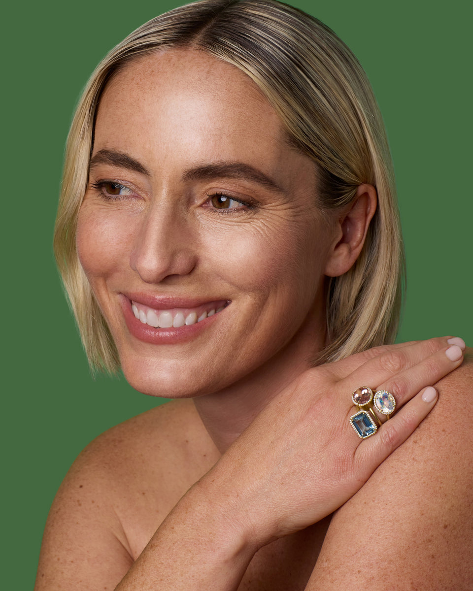 One of a Kind Pavé Halo Gem Drop Ring