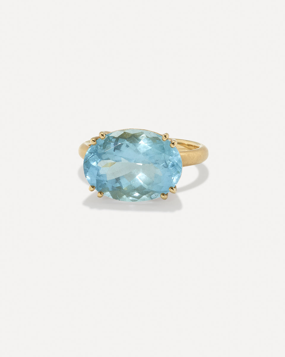 One of a Kind Gem Drop Oval Double Prong Ring - Irene Neuwirth