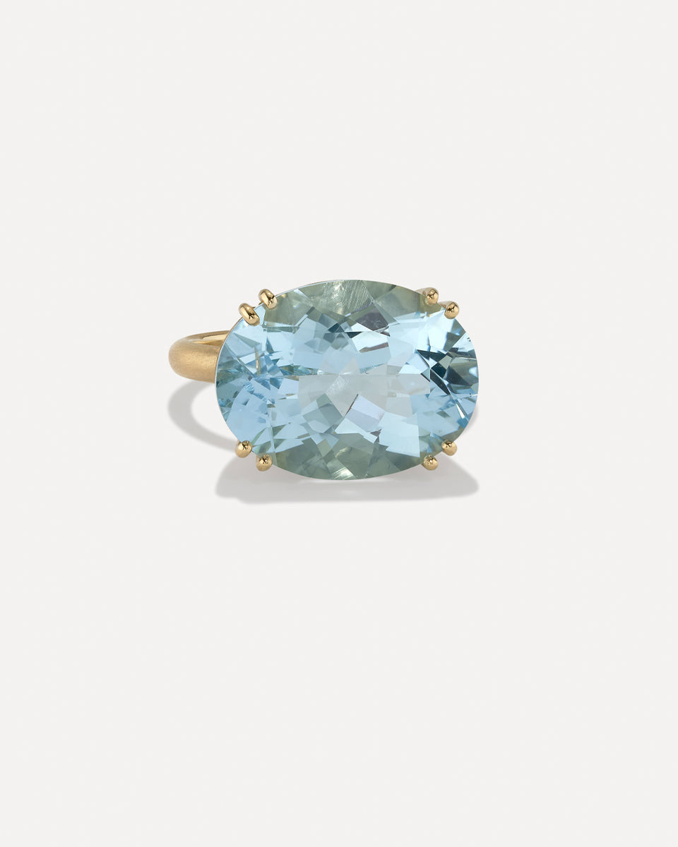 One of a Kind Gem Drop Oval Double Prong Ring - Irene Neuwirth