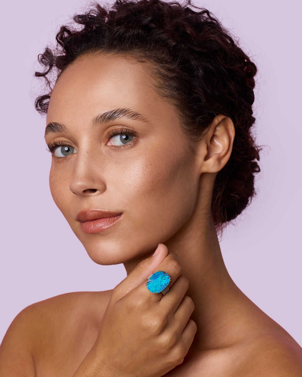 One of a Kind Heavy Pavé Oval Double Prong Ring