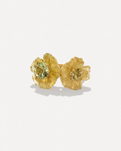One of a Kind Tropical Flower Duet Ring - Irene Neuwirth