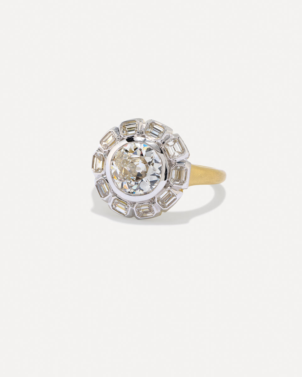 One of a Kind Diamond Floret Bezel Ring
