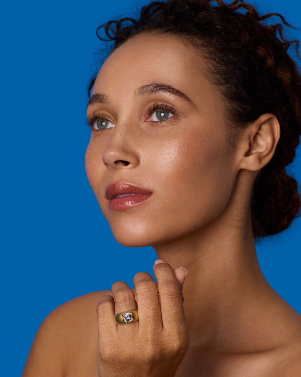 One of a Kind Diamond Puffed Gold Ring