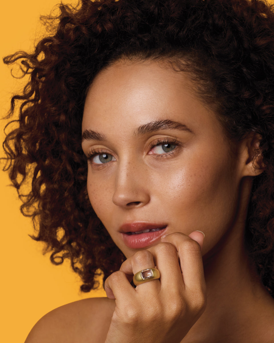 One of a Kind Diamond Puffed Gold Ring