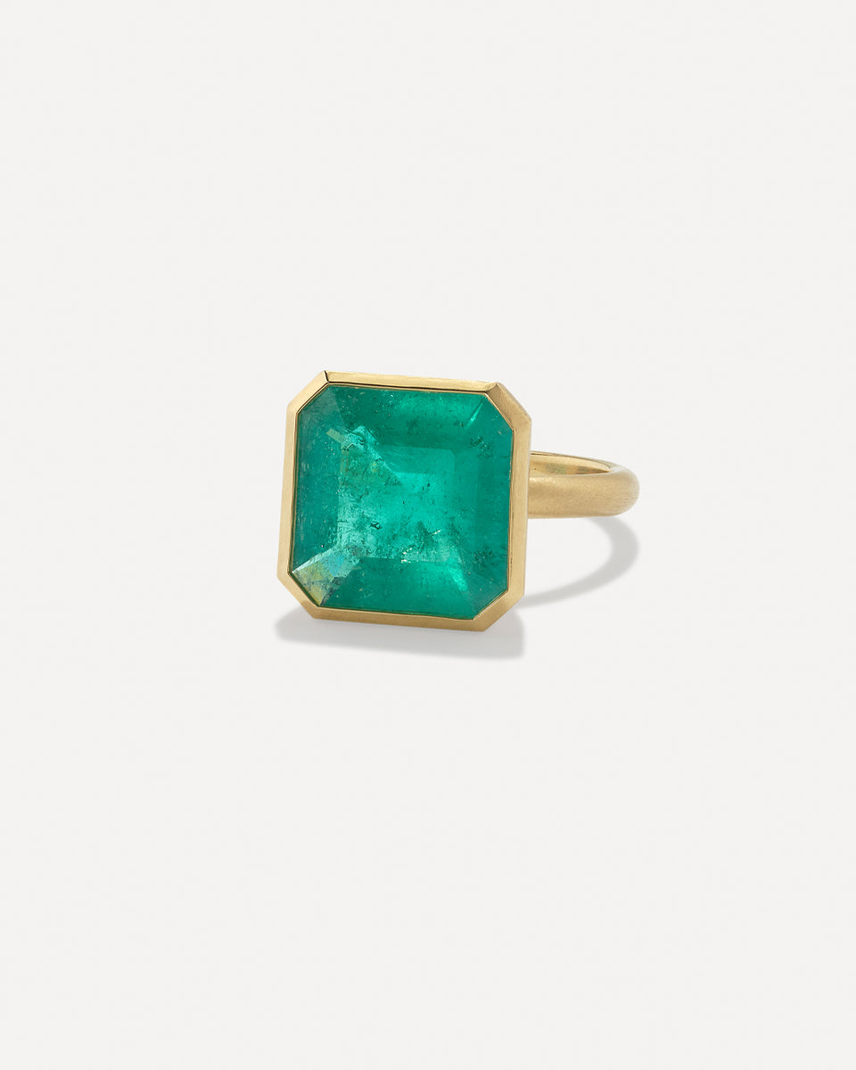 One of a Kind Gem Drop Emerald-Cut Bezel Ring - Irene Neuwirth