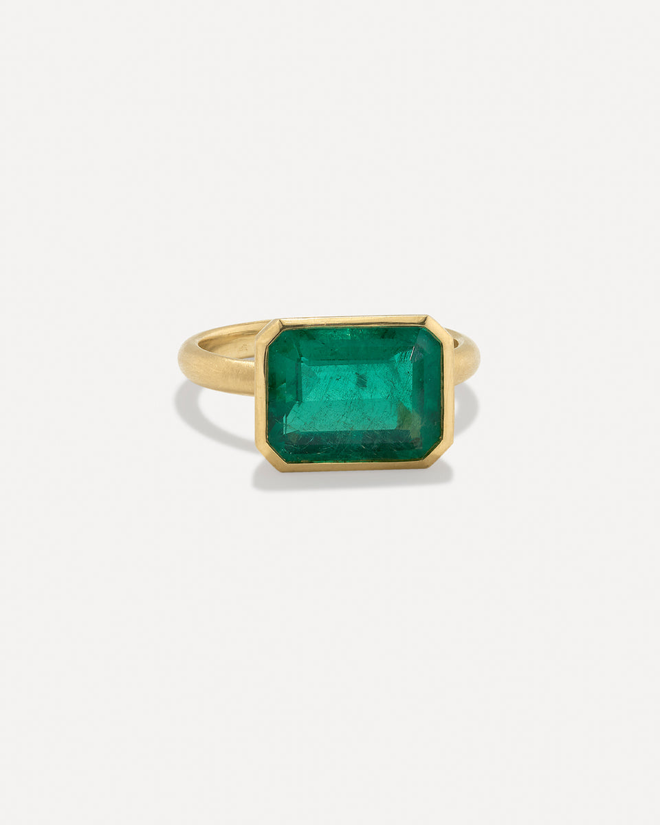 One of a Kind Gem Drop Emerald-Cut Bezel Ring - Irene Neuwirth