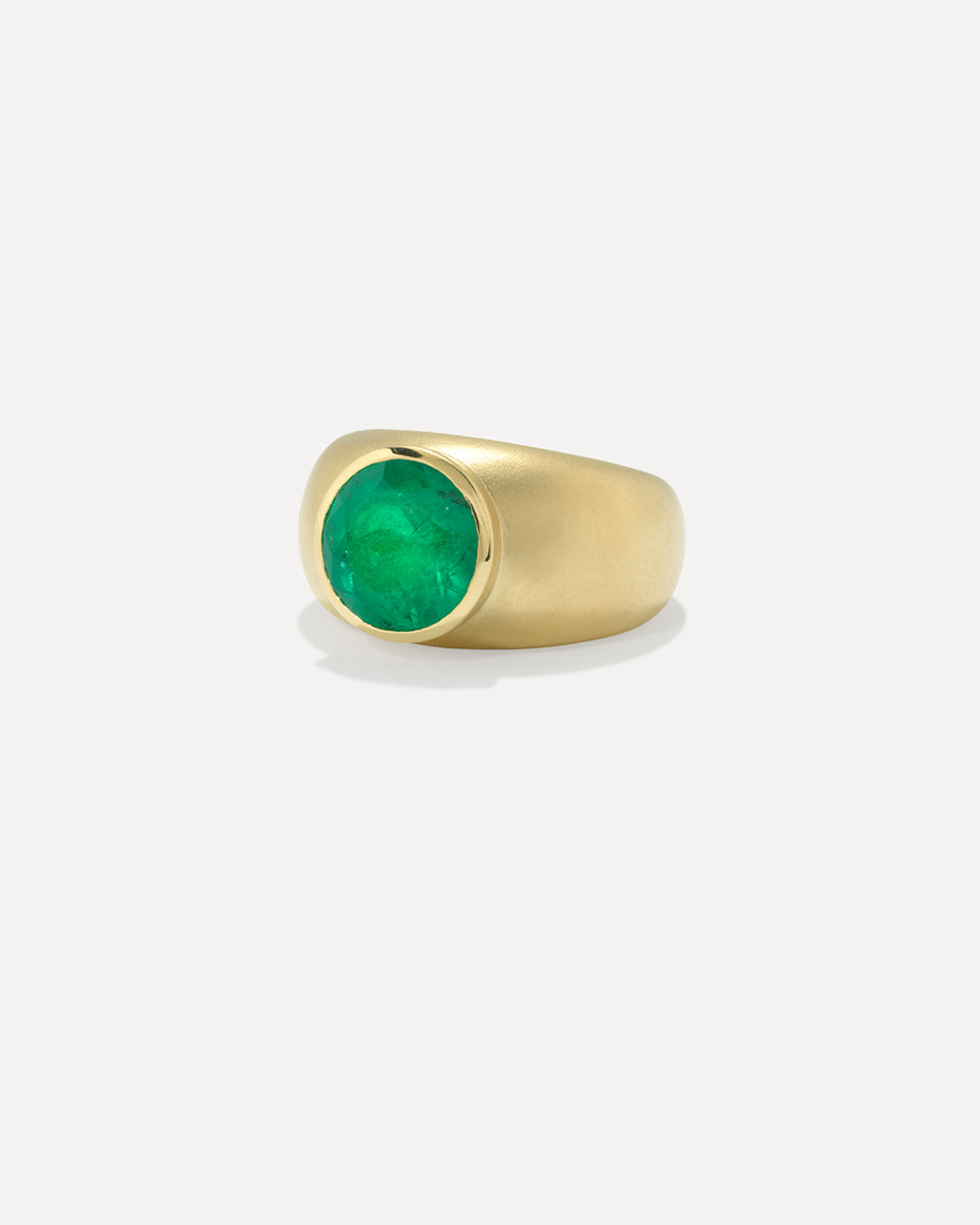 One of a Kind Round Stone Gemmy Puffed Gold Ring - Irene Neuwirth
