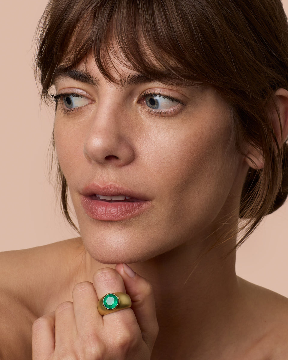 One of a Kind Round Stone Gemmy Puffed Gold Ring - Irene Neuwirth