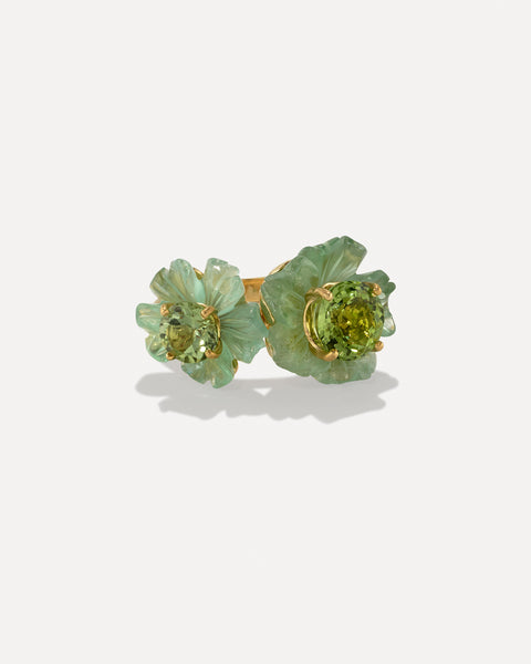 One of a Kind Tropical Flower Duet Ring - Irene Neuwirth