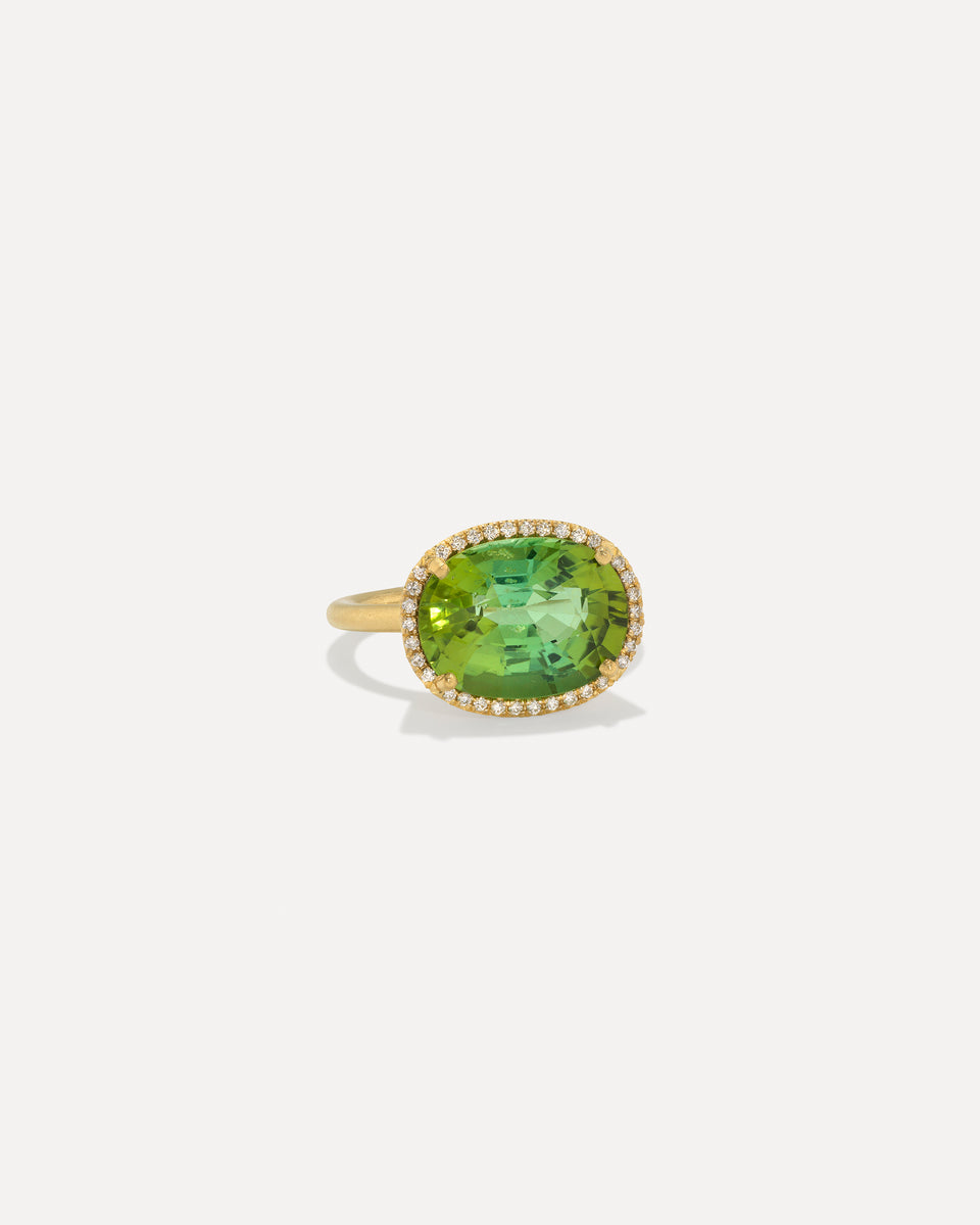 One of a Kind Pavé Halo Gem Drop Oval Ring