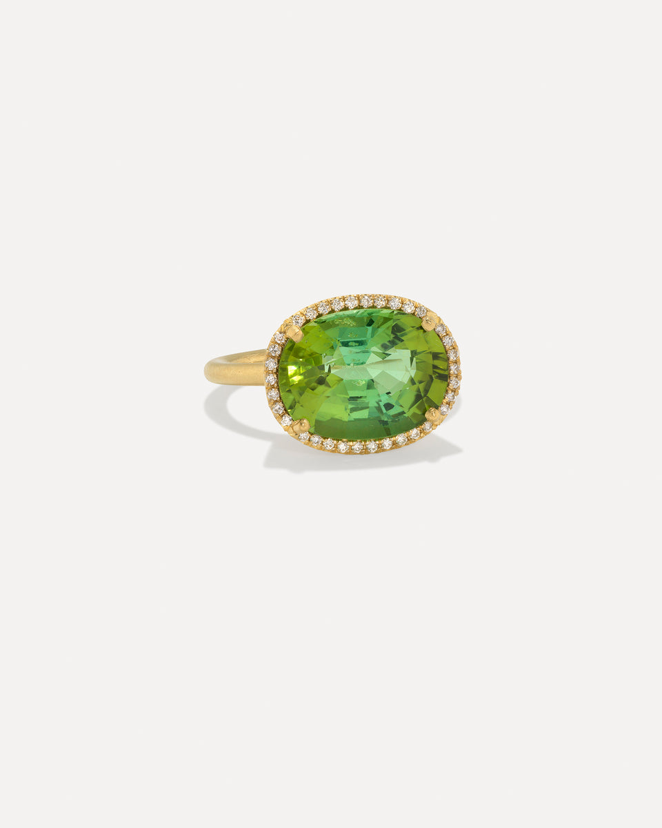 One of a Kind Pavé Halo Gem Drop Oval Ring - Irene Neuwirth