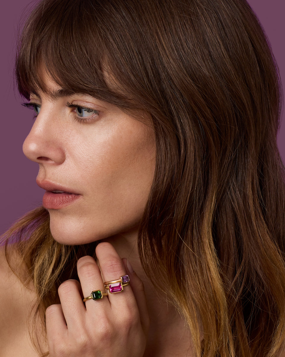 One of a Kind Gem Drop Emerald-Cut Bezel Ring - Irene Neuwirth