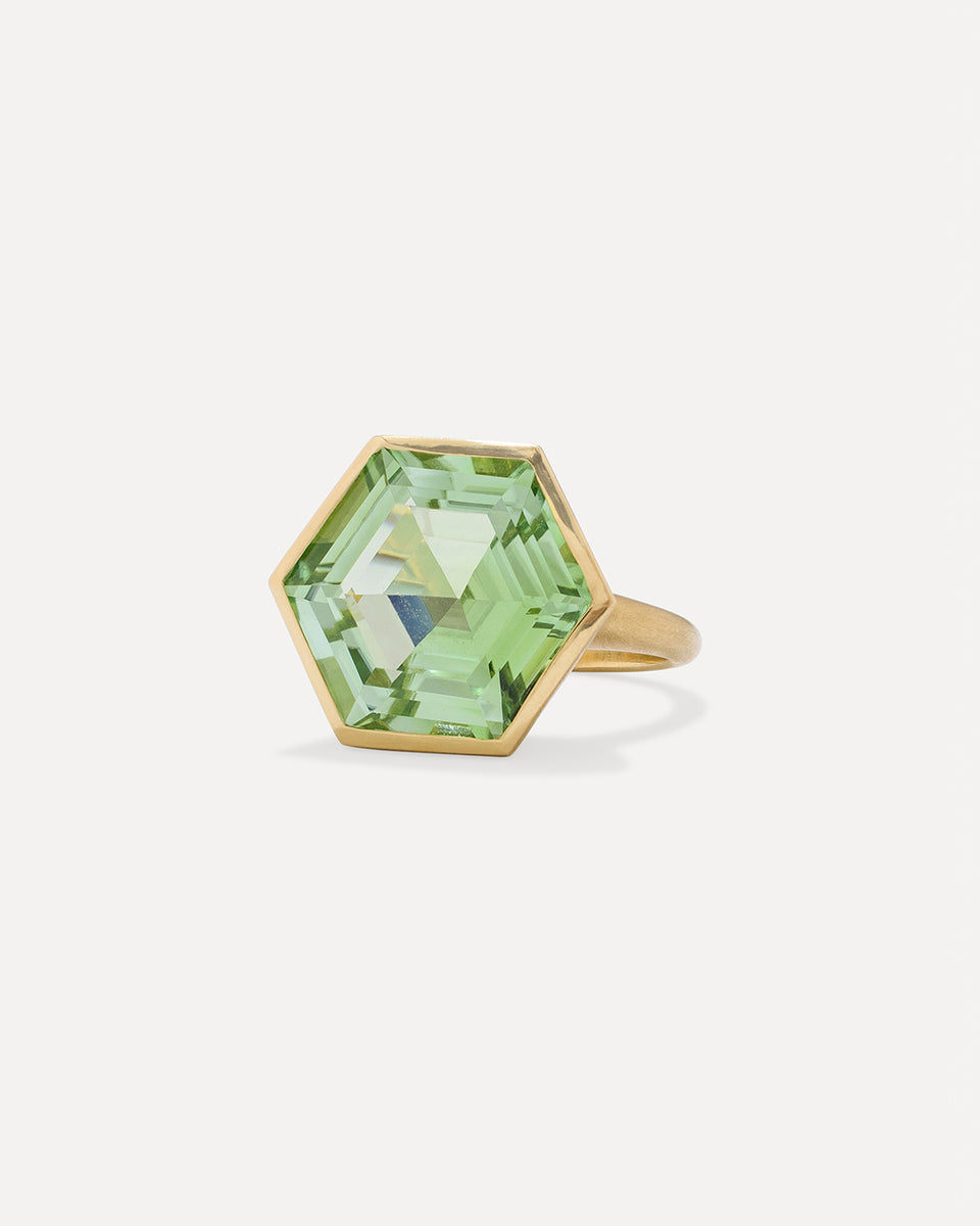 One of a Kind Gem Drop Hexagonal Bezel Ring