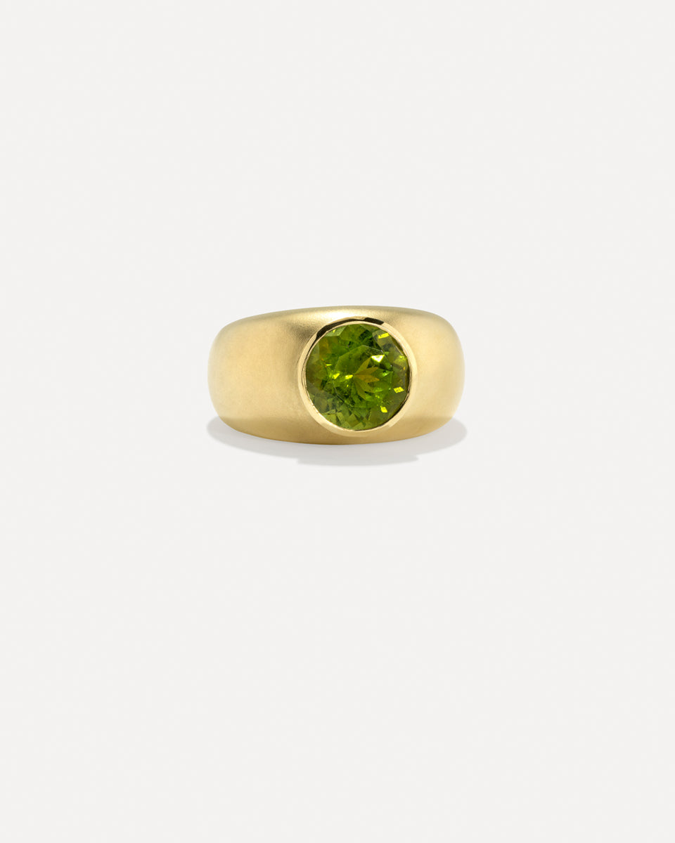 One of a Kind Round Stone Gemmy Puffed Gold Ring - Irene Neuwirth