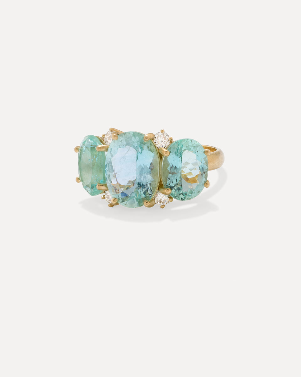 One of a Kind Gemmy Gem Diamond Three Stone Ring - Irene Neuwirth