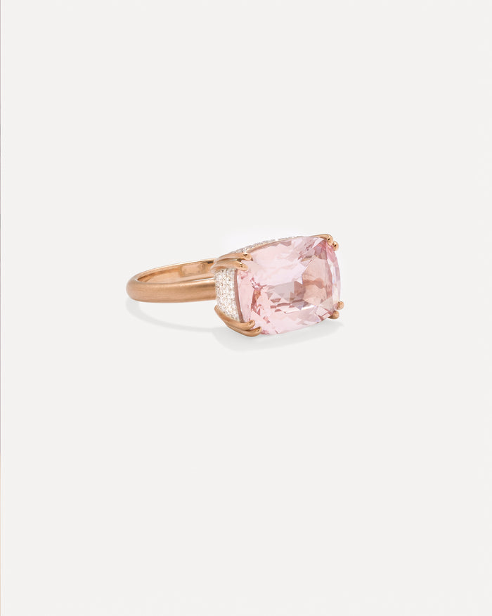 One of a Kind Pavé Gem Drop Cushion-Cut Double Prong Ring - Irene Neuwirth