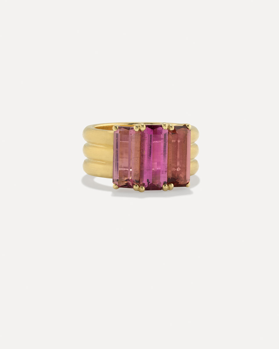 One of a Kind Heroic Emerald-Cut Triple Band Ring - Irene Neuwirth