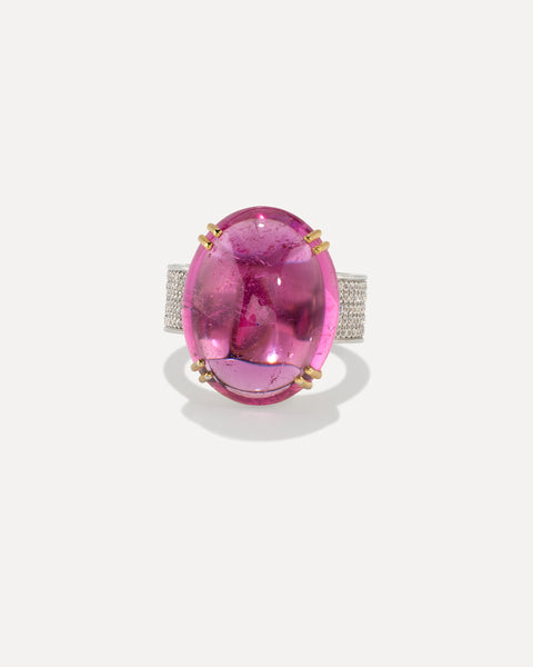 One of a Kind Gem Drop Heavy Pavé Oval Double Prong Ring - Irene Neuwirth