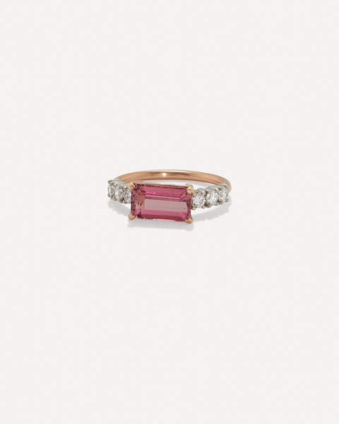 One of a Kind Diamond Tennis Pink Tourmaline Ring 18k Gold – Irene