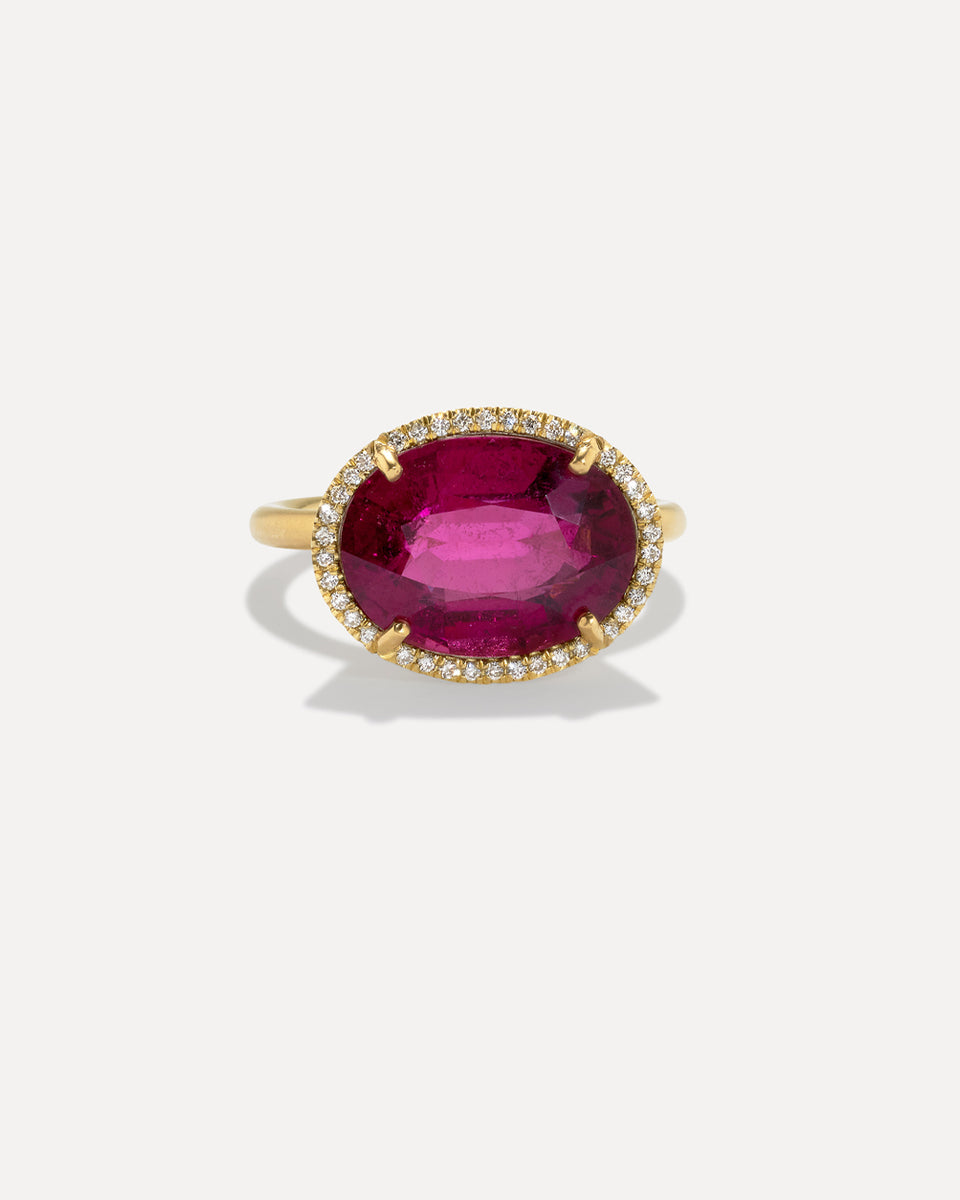 One of a Kind Pavé Halo Gem Drop Oval Ring - Irene Neuwirth