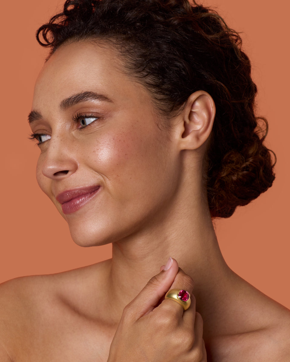 One of a Kind Gemmy Gem Cushion-Cut Puffed Gold Ring - Irene Neuwirth