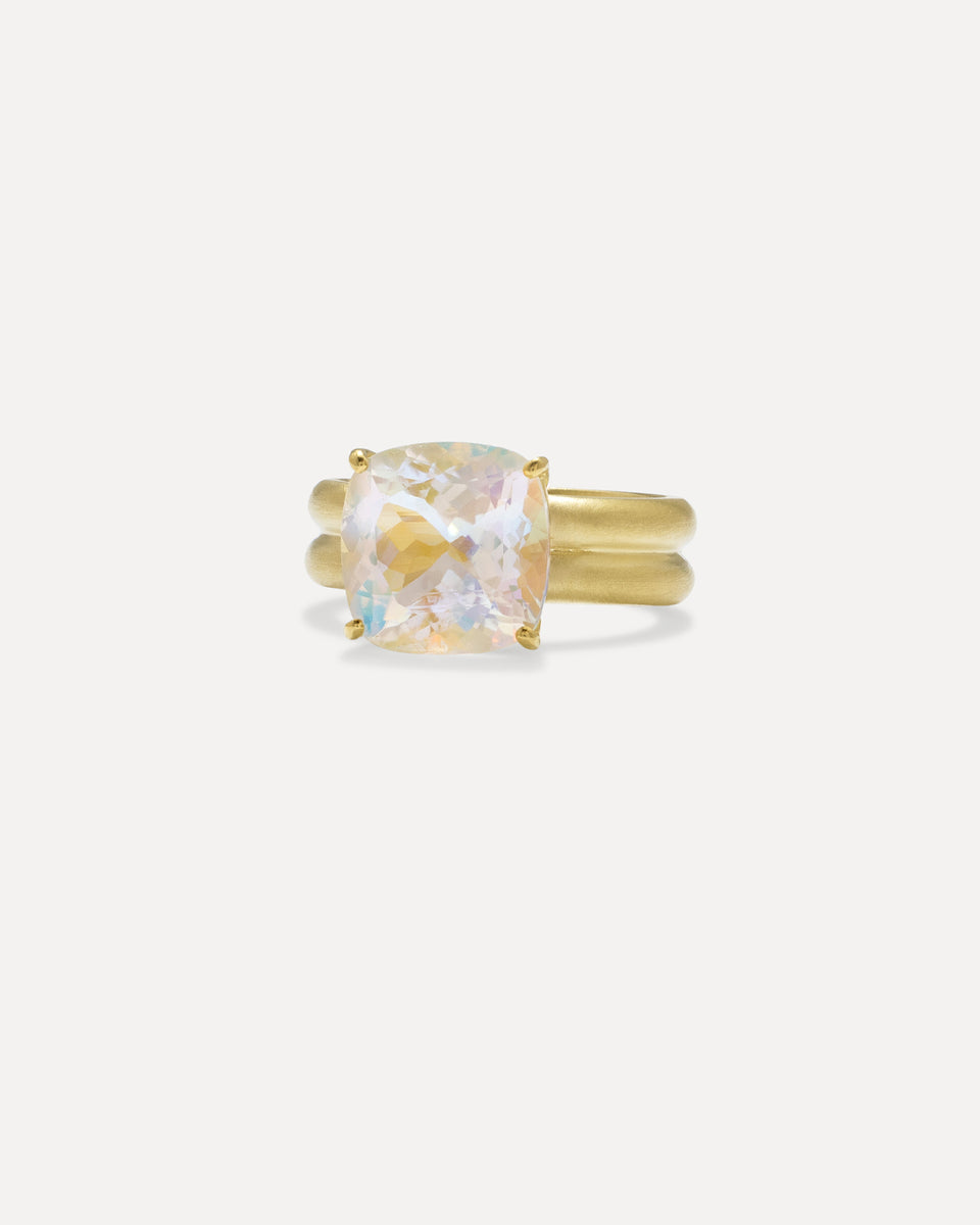 One of a Kind Heroic Cushion-Cut Double Band Ring